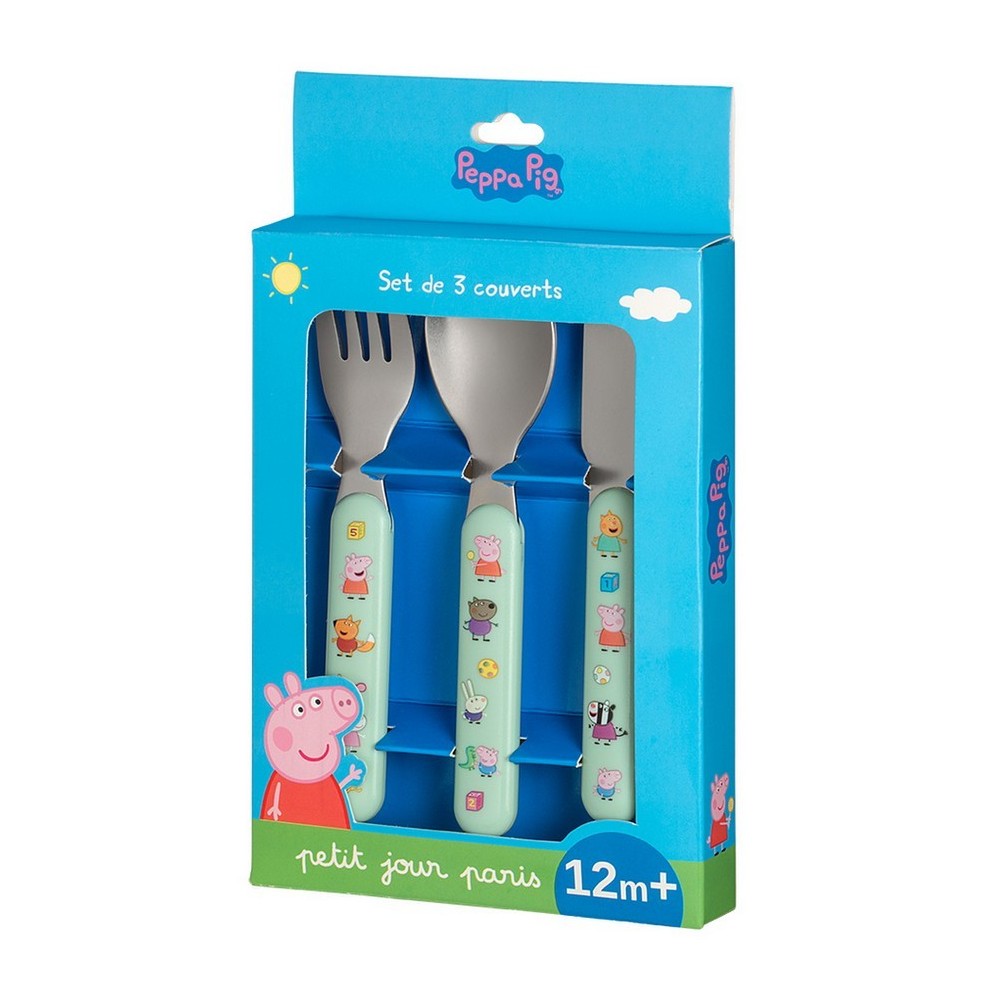 PEPPA PIG CHILDS CUTLERY TRAVEL SET White Spoon Fork & Pink Case GEORGE BPA FREE 