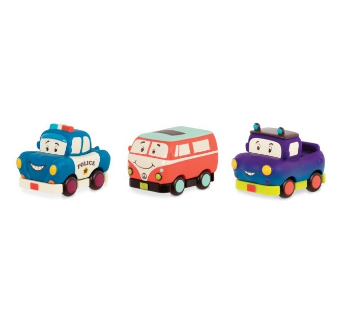 SET DE 3 VÉHICULES AVEC VAN ORANGE- SET POLICE CAR, VAN & JEEP