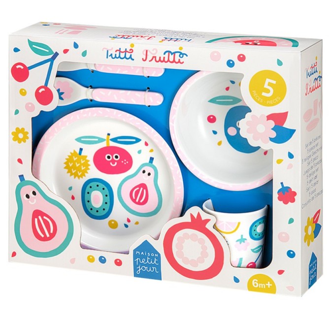 coffret cadeau avec bavoir assorti tutti frutti