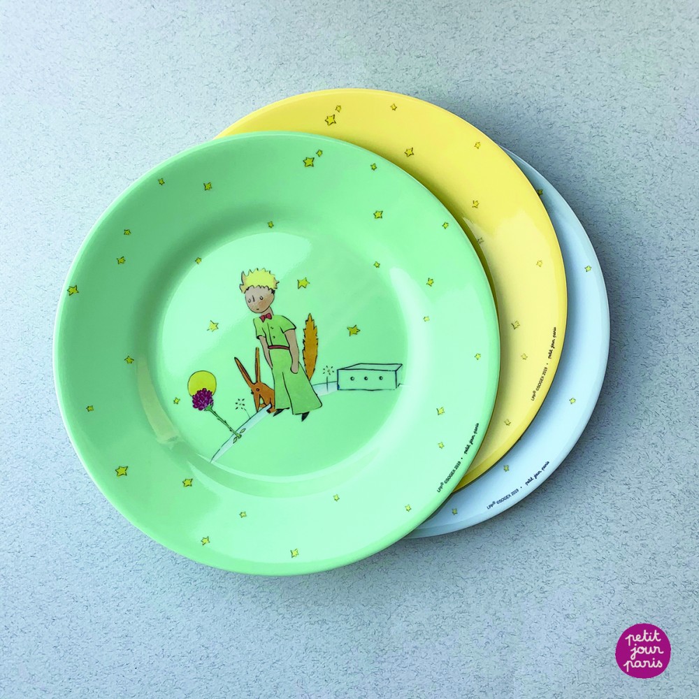 Assiette à Dessert Le Petit Prince 20 Cm - En Mélamine Sans BPA - Design Vert Pour Enfants - Petit Jour Paris