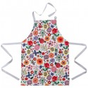 TABLIER ADULTE EN TOILE CIRÉE JARDINS FLEURIS BLEU