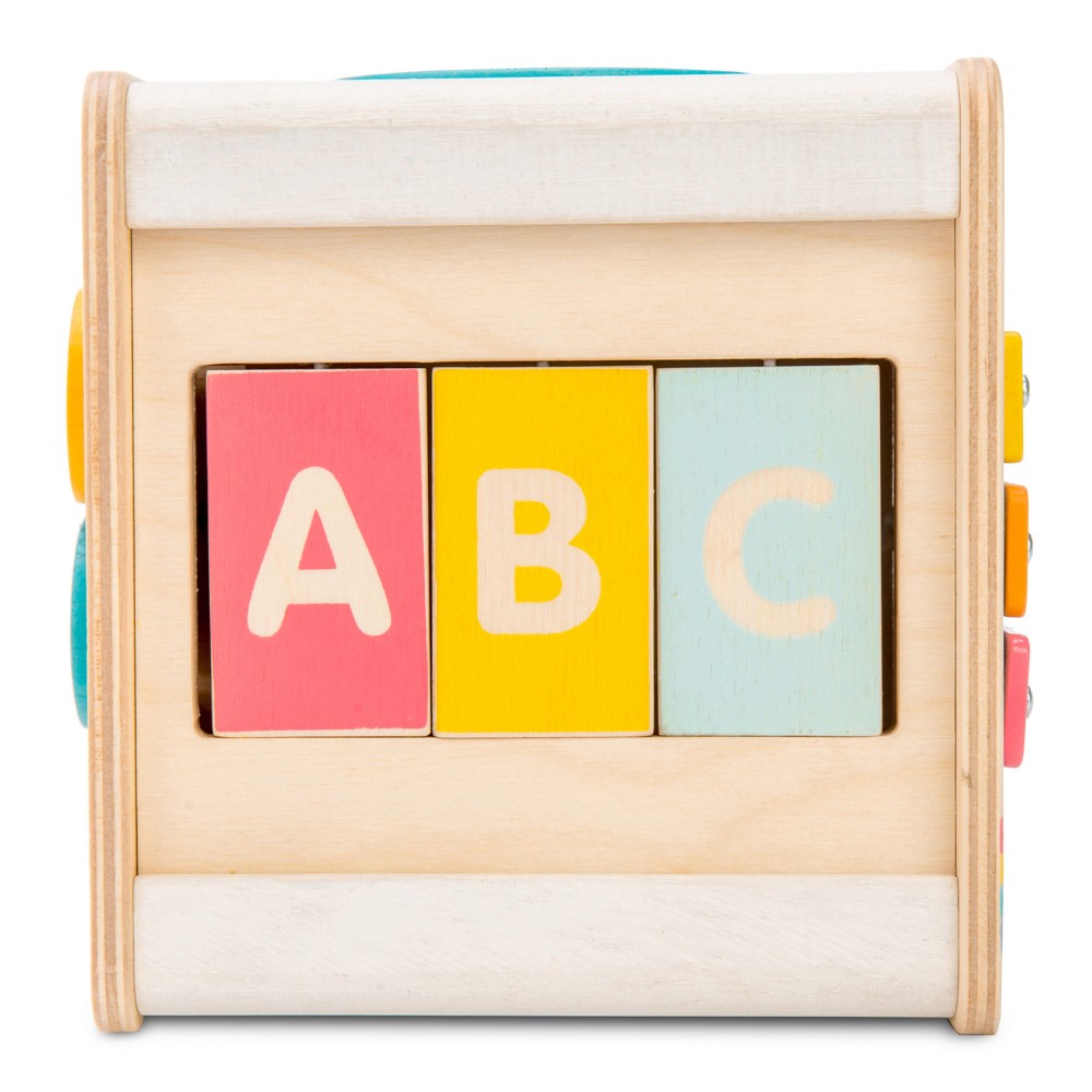 Navaris Cube D’Activité En Bois – 5 Jeux D’Éveil – Horloge, Labyrinthe, Boulier – 38x20x20 Cm – Dès 18 Mois