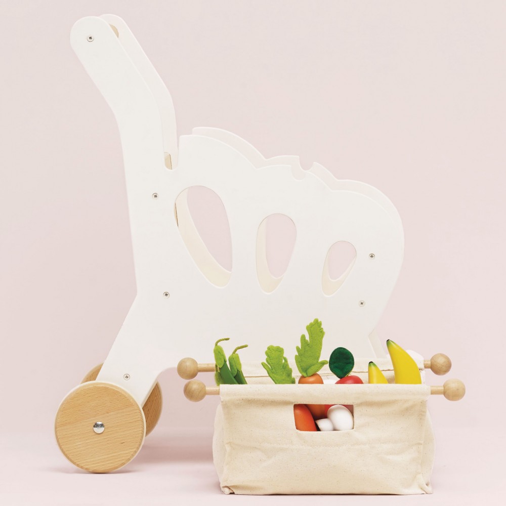 Play Circle Chariot Rose - Jouet Caddy De Courses Avec Aliments Pou Jeu De Role Accessoires De Cuisine Pour Enfants De 3 A Amz B0
